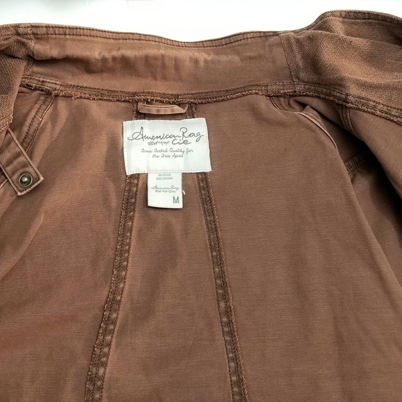 American Rag Brown Asymmetrical Convertible Front Drape Raw Edge Jacket, Medium - Picture 9 of 14